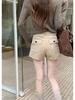 Women's 2025 Retro Suede Wide-Leg Shorts - Casual Winter Bootcut with Large Pockets