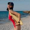 Elegant Red Backless Strappy One-Piece Swimsuit for Women