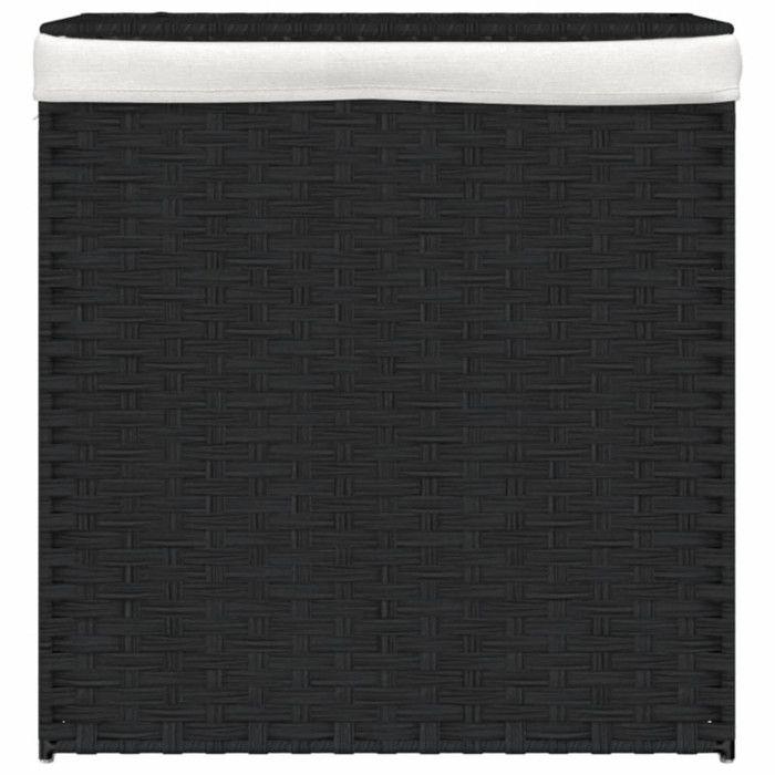 VidaXL Laundry Basket with 2 Sections Black 53x35x57 Cm Woven Resin 372037