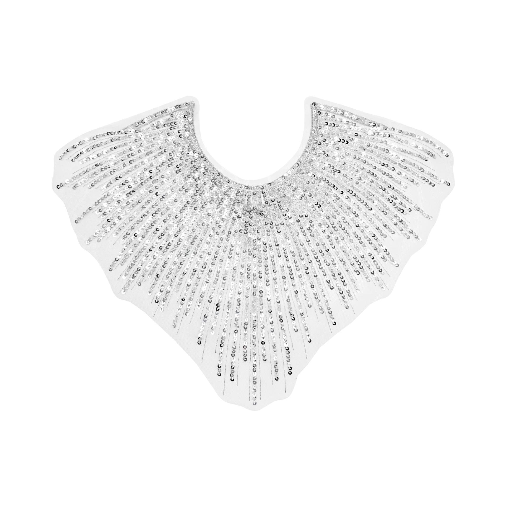 

Shining Sequins Lace Collar Beaded Applique Neckline Patch Sew on Lace Neckline Women Clothes