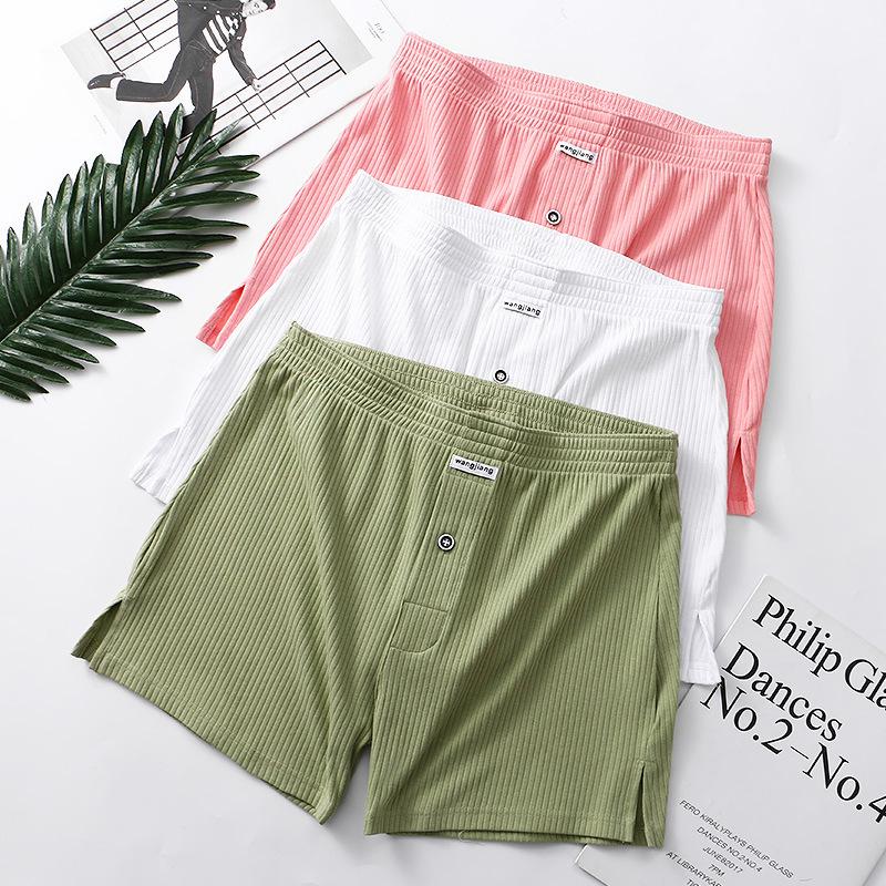 Men's Summer Cotton Ribbed Sport Shorts - Breathable, Solid Color, Plus Size Underwear