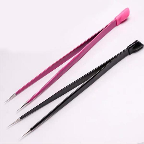 1 Pc Nail Tweezers with Silicone Pressing Head for Sticker Rhinestones Picker Straight Curved Manicuree Nail Art Tool