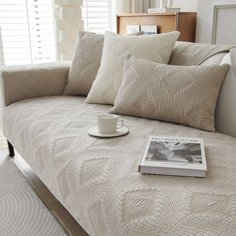 

Washed Pure Cotton Sofa Cushion All Year Round Neutral Non-Slip Fabric Nordic Simple Cotton Leather All-Inclusive Universal Cover Cover