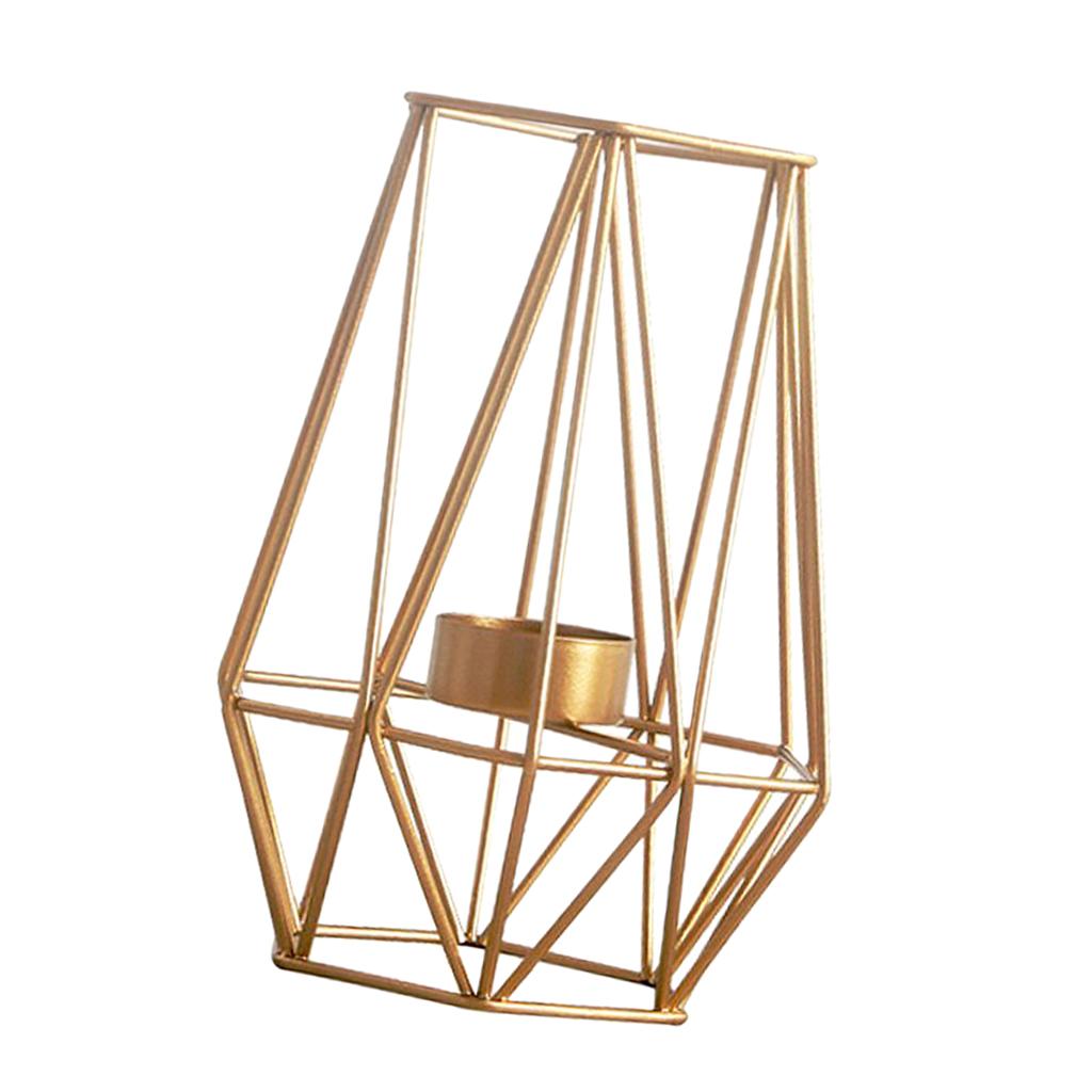 3D Geometric Iron Art Candle Holder Modern Votive Candle Stand Tea Light Decor for Wedding Centerpiece