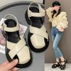 2024 Summer fashion New Baotou Thick Bottom Sandals for Actress Elegant Fashion Fairy Style One Button Casual Sandals