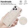 For iPhone 16 Pro Max Case Embroidered Tulips PU Leather Card Holder Back Cover with Shoulder Strap/Wrist Strap