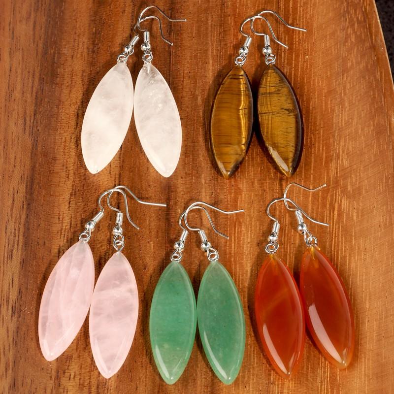 Elegant Oval Pink Crystal Drop Earrings Women Natural Stone Jewelry Stylish Everyday Accessory