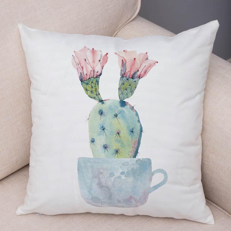 Sofa Zuhause Kissenbezug Aquarell Kaktus Dekorativer Druck Grüne Pflanze Kissen
