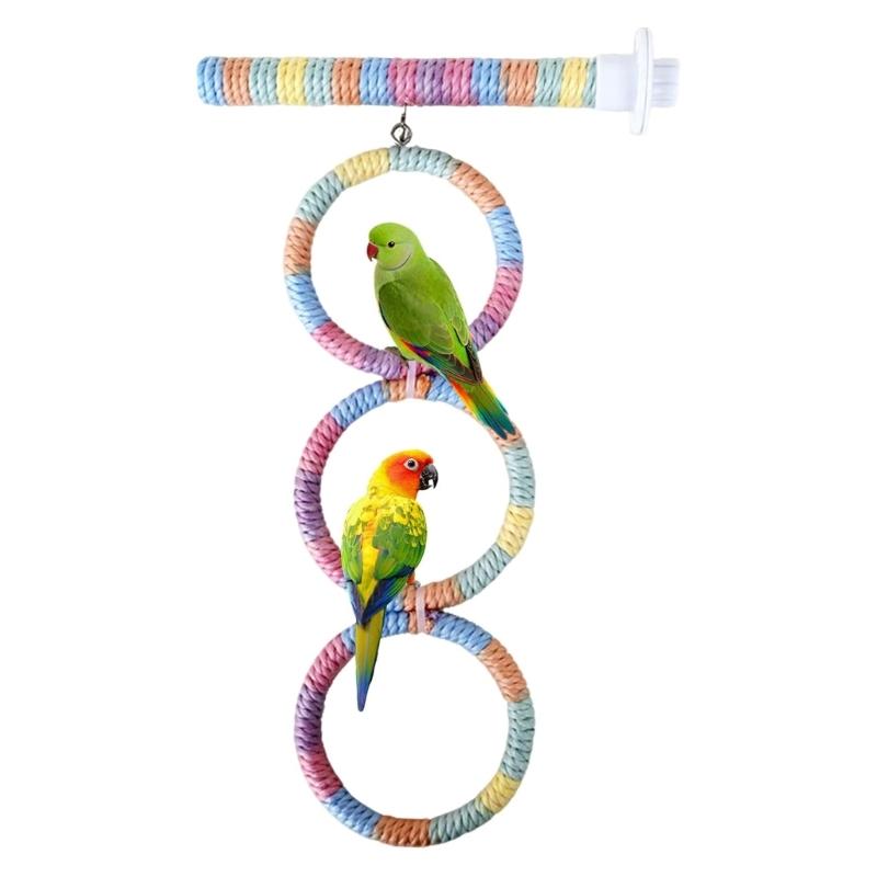 

Wooden Bird Perches Platform Stand Parrots Swing Toy Bird Hanging Swing Playstand with Chewing Beads Bird Toy 1