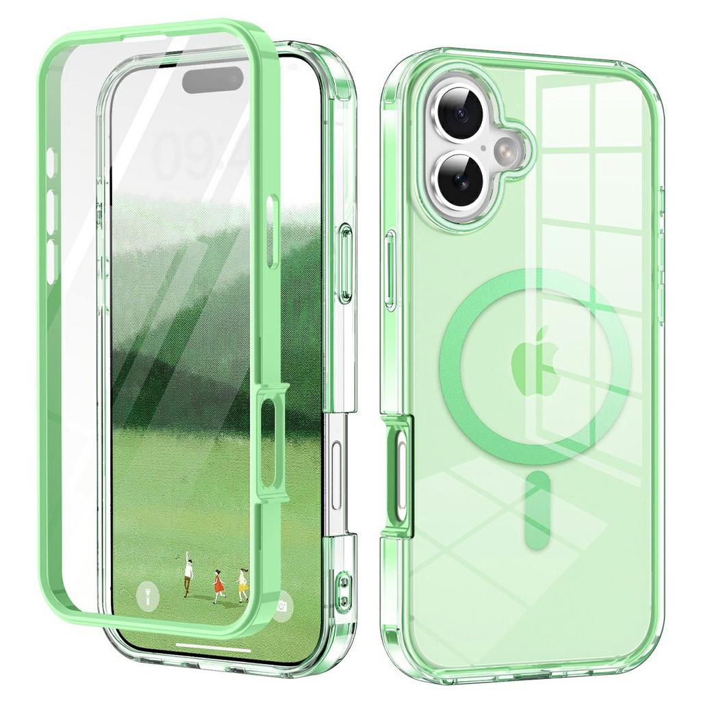 For iPhone 17 Case Compatible with MagSafe PC+TPU Clear Phone Cover with PET Screen Film