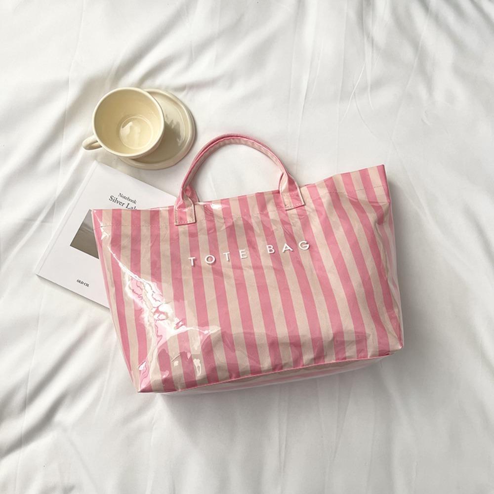 

Полосатая сумка-тоут из ПВХ с принтом букв, сумка под мышку, простая пляжная сумка, сумка для хранения Style 4