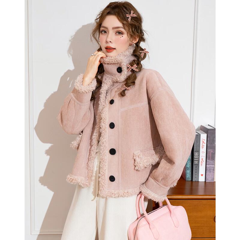 ET BOITE Women's Fleece-Lined Stand Collar Casual Jacket