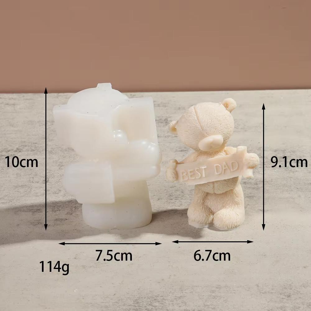 DIY New Cartoon Bear Candle Silicone Mold Bear Dad Bear Mom Aromatherapy Gypsum Pendant Cake Baking Tool Birthday Party Gift