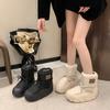 Women's Lace-Up Lightweight Chunky Sole Winter Insulated Fleece-Lined Snow Boots Slip-Resistant Casual Athletic Cotton Boots