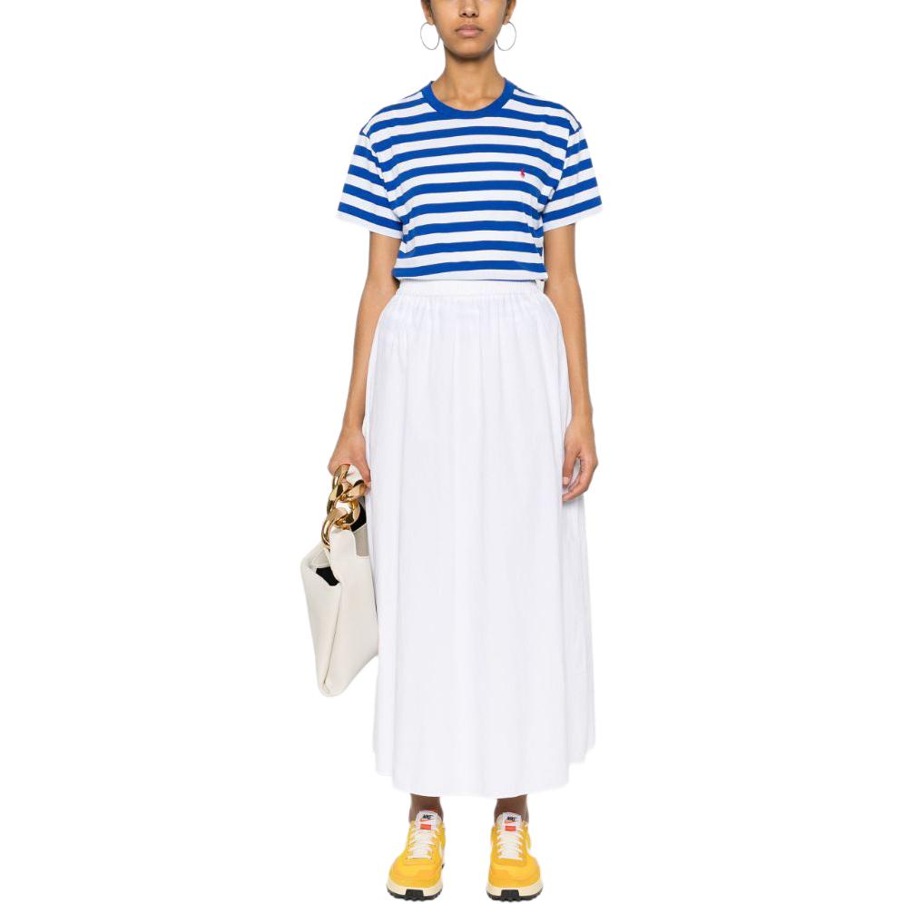 Polo Ralph Lauren Striped Pattern Embroidered Loose Round Neck Short Sleeve T-Shirt Women Tops Dark-Blue 211924295-001