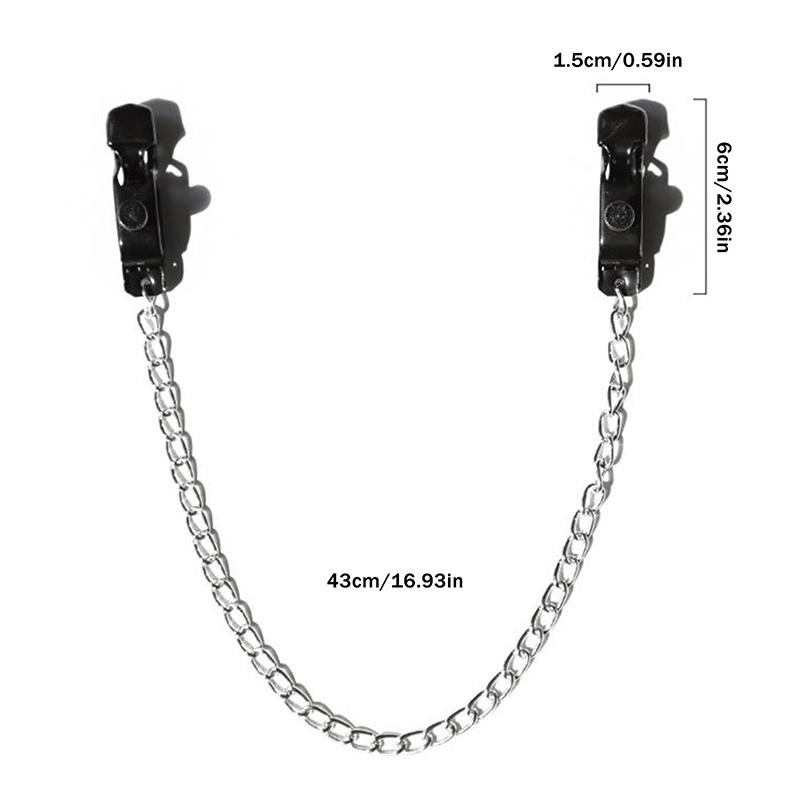Alloy Nipple Clamp Set for Couples with Chain Breast & Labia Stimulation Massager Adult Bondage Game for Women's Sensation Play