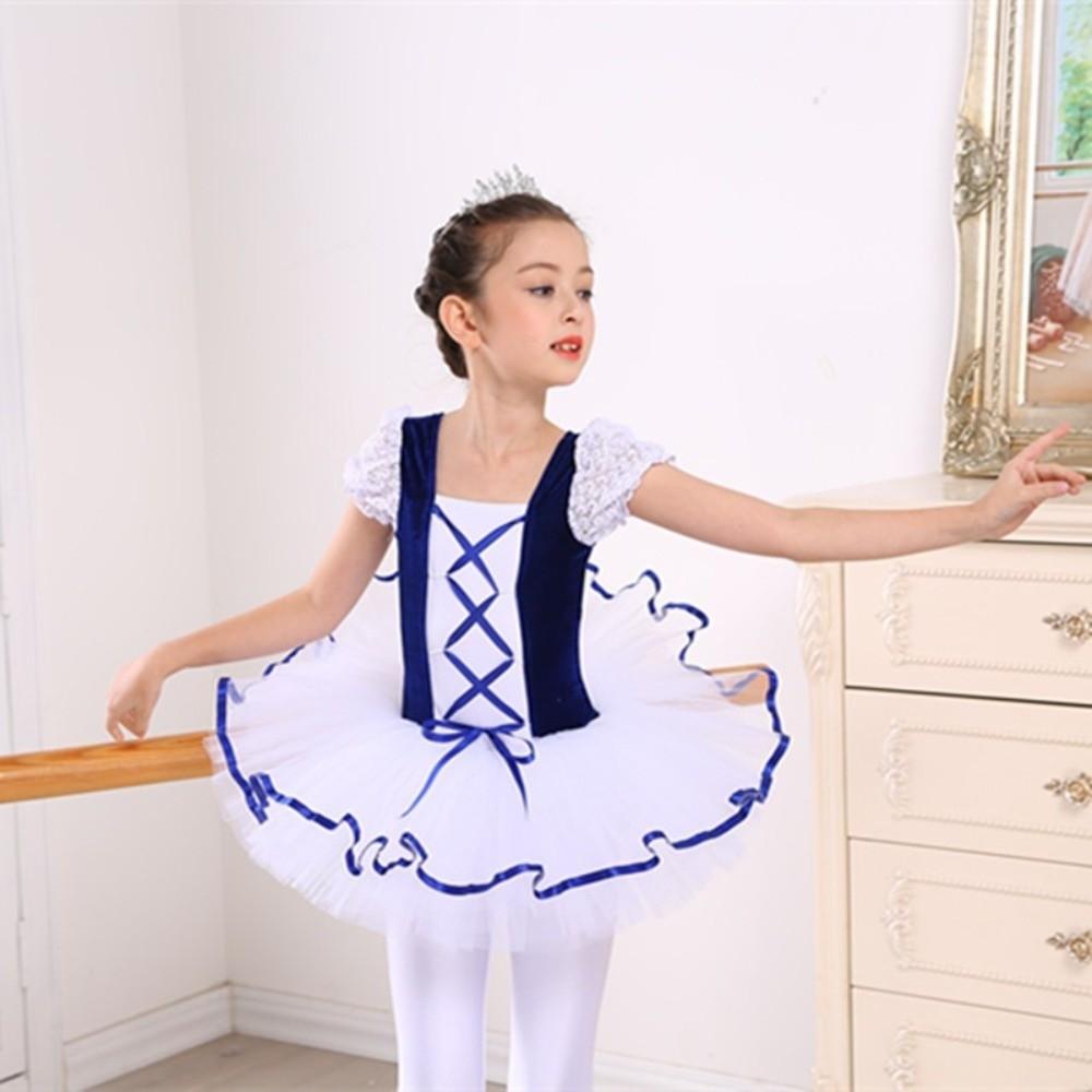 Puff Sleeves Ballet Costume Dress Cross Ribbon Kids Ballet Tutu Skirt  Ballet Performance