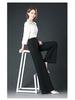 Women's High-Waisted Wide-Leg Pants - Plus Size, Floor-Length, Casual Professional Spring/Summer/Autumn Style.