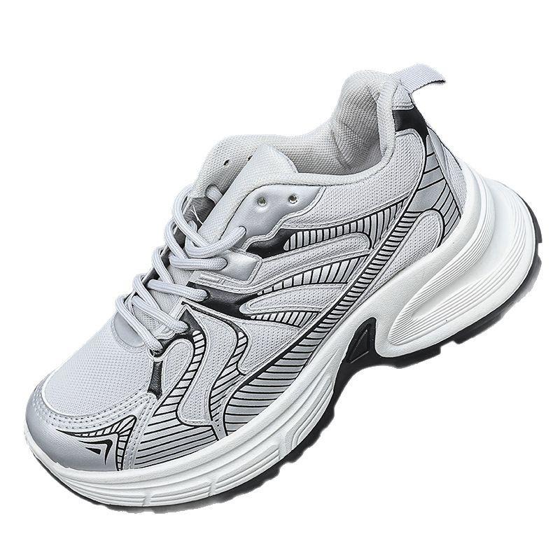 Fashion color matching retro dad shoes 2025 spring and autumn new lazy shoes breathable thick sole heightening casual sports shoes