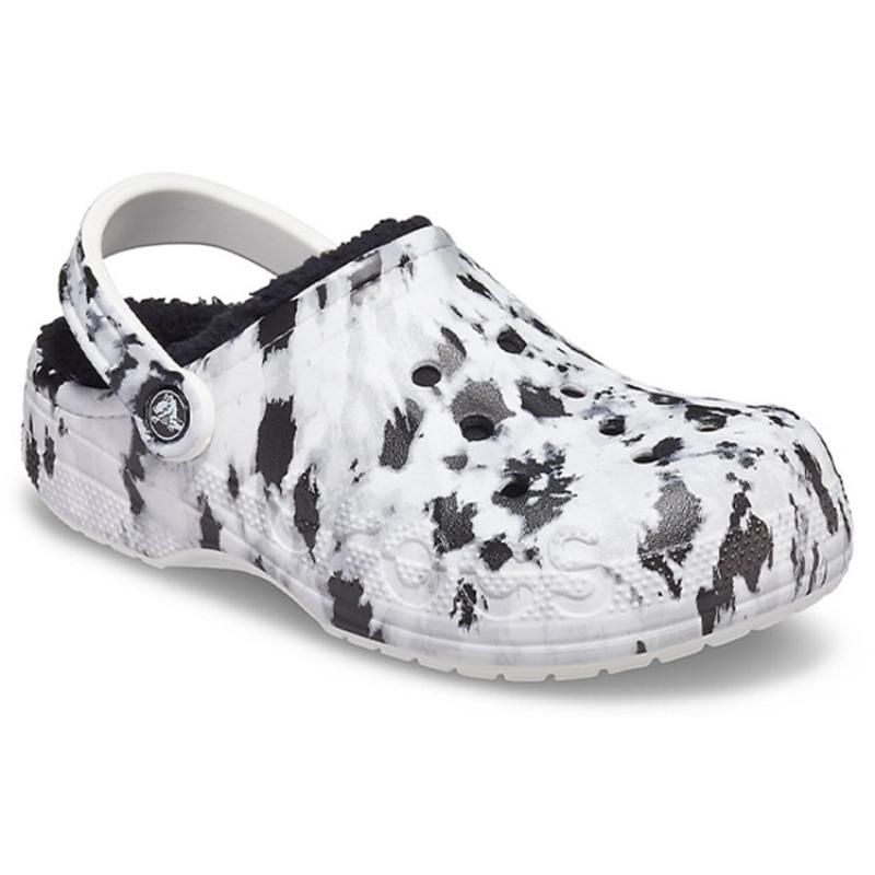Crocs Baya Lined Clog Fleece Lined White Gray Slippers Unisex 'White Grey'