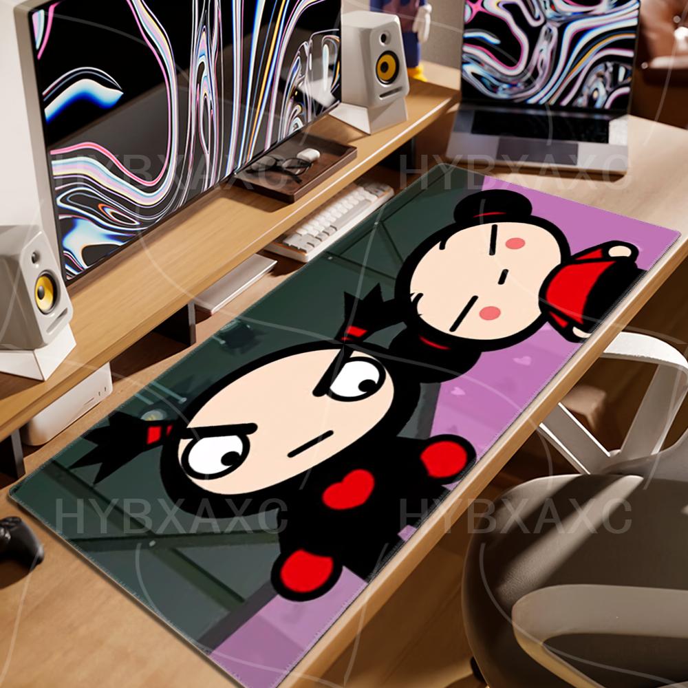 HYBXAXC Cute Garu Pucca Mouse Pad Non-slip Locking Edge DeskMat PC Laptop Accessories Rubber Office Keyboard Large XXL Carpet