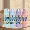 1PC Nonna Leaf Letter Art Frame 750ml Color Plastic Sports Water Bottle Leakproof Flip Straw Lid Suitable for Sports Office Home Use
