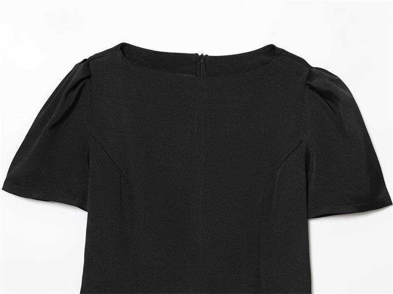 European American Style Women's Fashion Pleated Pocket Short Dress