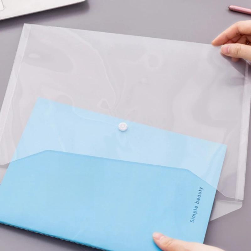 5Pcs Simple Transparent A4 Snapper File Folder PVC Waterproof Office Document Bill Budget Organizer Student Test Paper Folders