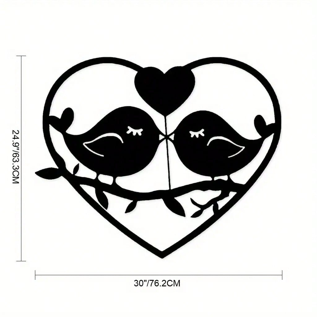 Vintage Style Floral Heart Bird Wall Art Metal Sculpture Home Decor Gift