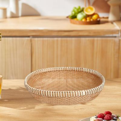 Bread Basket Bamboo Tray Decorative Food Storage Snack Organizer Vegetables Serving for
