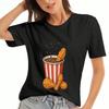 Food Graphic Womens Cotton T Shirt, Pure Cotton Premium Print, Durable, Casual And Fashionable. Chicken Wings, Hot Dogs, Baloney, Chicken & Macaroni I