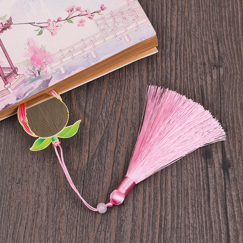Stationery Metal Tassel Chinese Style Pendant Brass Bookmark Pagination Mark Painted Book Clip