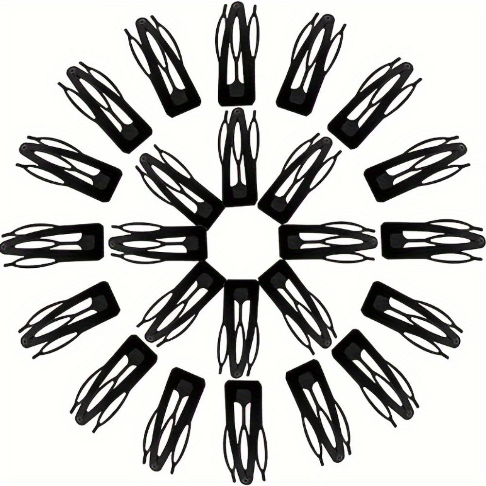 

24 штуки черных металлических шпилек для волос с двойной пряжкой - 2 дюйма, форма капли воды, минималистичный стиль, подходят для укладки и салонного использования чёрный