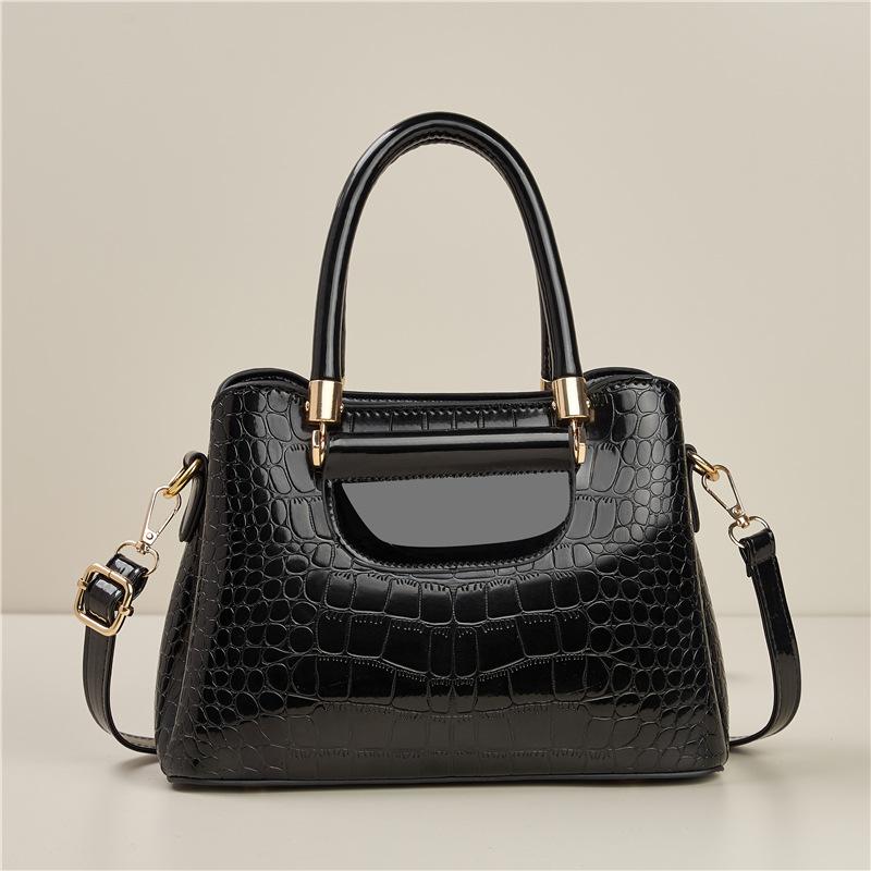 New Solid Color Women's Large Capacity Single Shoulder Crossbody Bag with Crocodile Pattern Handbag Multifunctial Fashi Bag