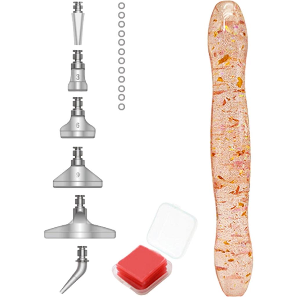 Harts 5D Diamantmålning Konst Prickborrpenna Kit med 6 Borrpenna Plockhuvuden och 1 Lera Diamantmålning Penna för Barn Vuxna