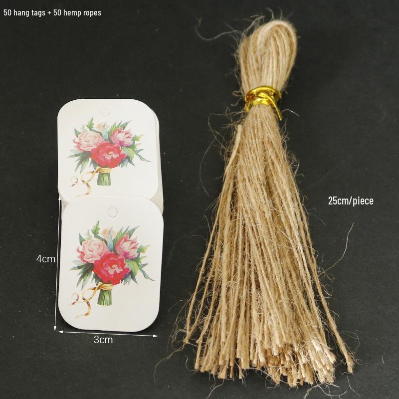 Vintage Valentine's Day Floral Print Hang Tag with String for Party Gifts and Baking Decorations