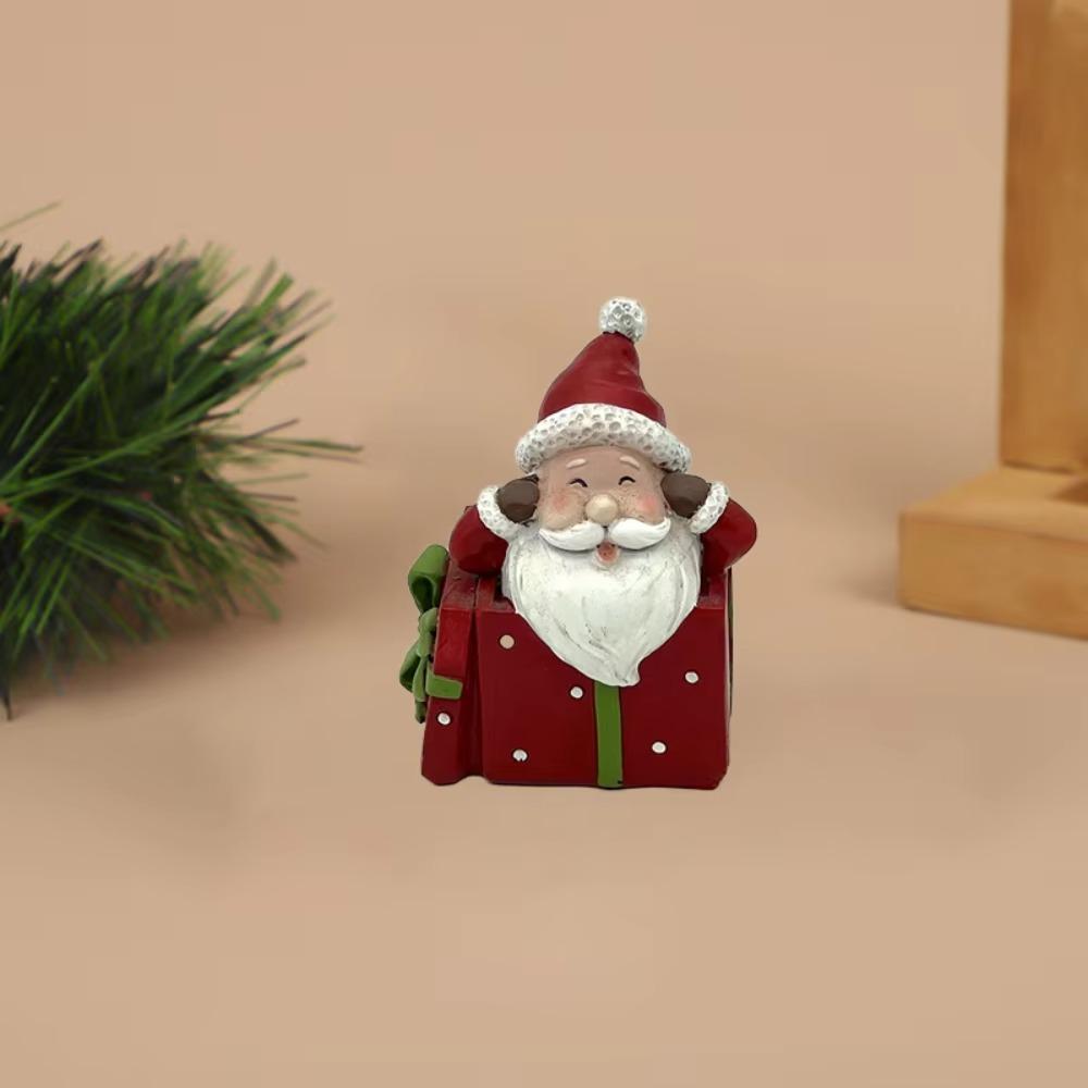 3pcs/set Mini Santa Claus Resin Statue Creative Red Santa Claus Doll Santa Claus Ornaments Holiday