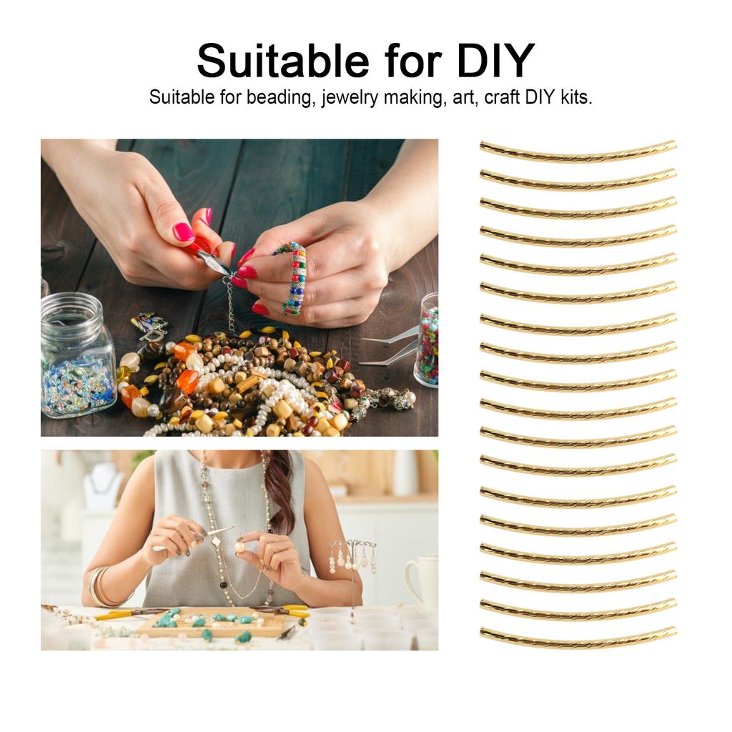200Pcs Curved Noodle Tube Spacer Beads         Jewelry Making Accessories