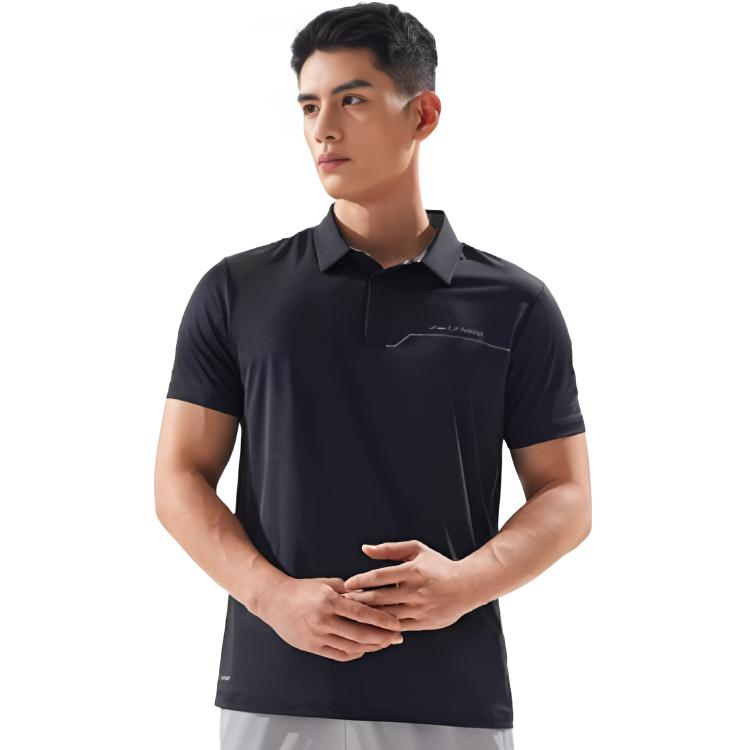 Li Ning Fitness Series Polo Shirt Men's Black APLV285-6
