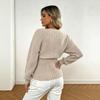 New European and American popular minimalist style fashion V-neck button knitted cardigan sweater women