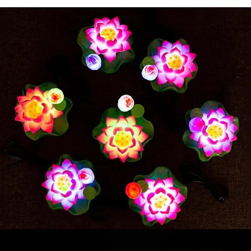 2pcs Simulated Candle Holder Ornament Lotus Shaped Design Buddha Hall Desktop Decor Household Sacrificial Supplies Feng Shui