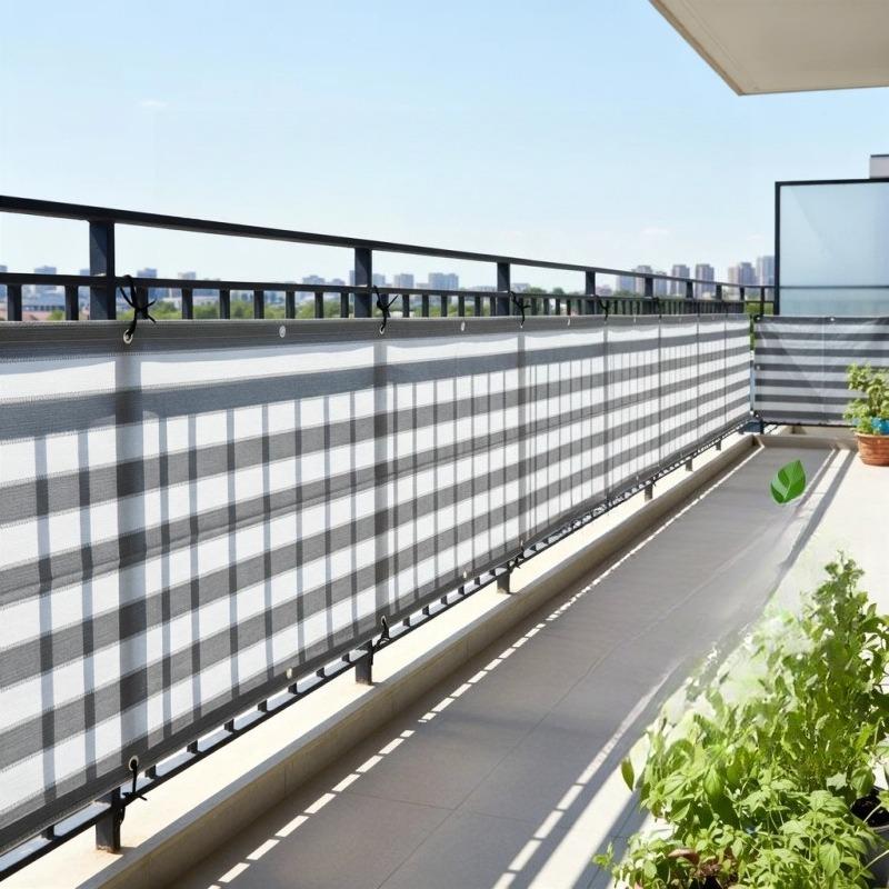 Rete Ombreggiante Ispessita a Strisce Bianche e Grigie per Recinzione Balcone Protezione Privacy e Anti-invecchiamento per Cortile Esterno Ville Rete di Protezione UV