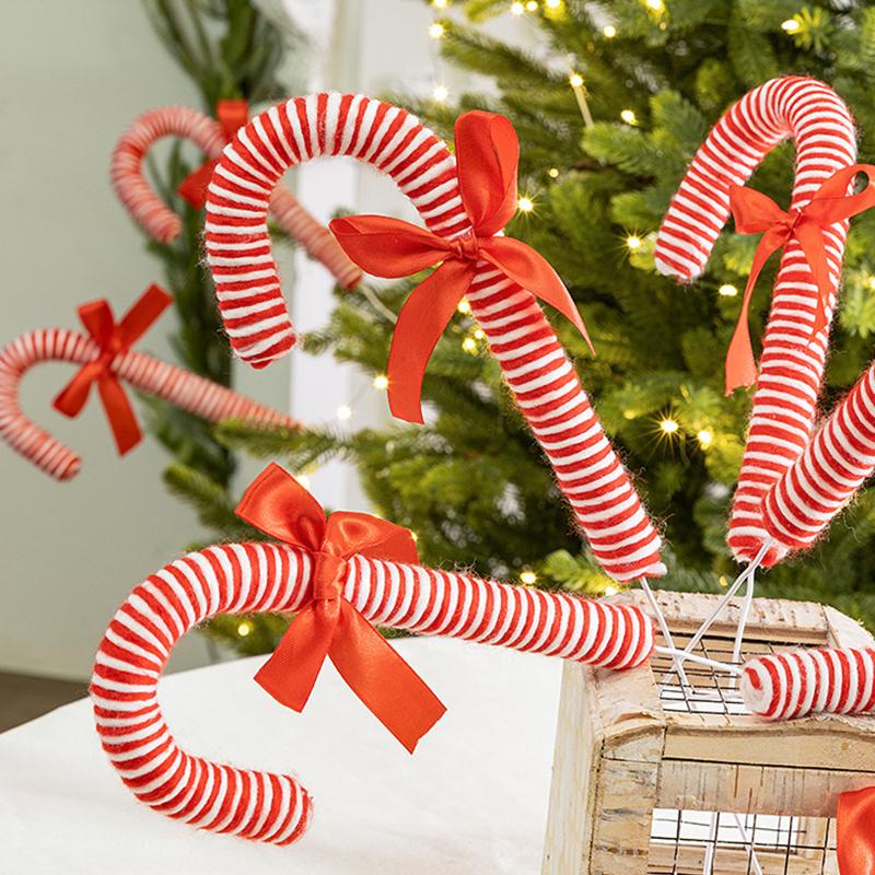 Christmas Candy Cane Shape Cute Christmas Tree Cuttings Traditional Shape Christmas Tree Decorations Christmas Atmosphere 20x10cm