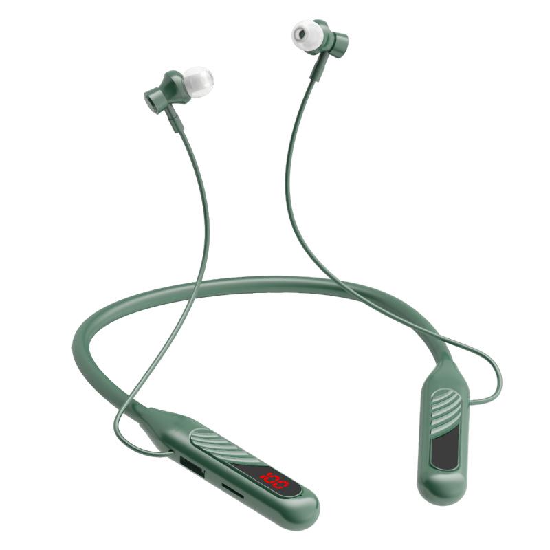 BT-8 Sports Neckband Bluetooth Headphones with Card Slot, Large Battery, Digital Display, and Noise-Cancelling