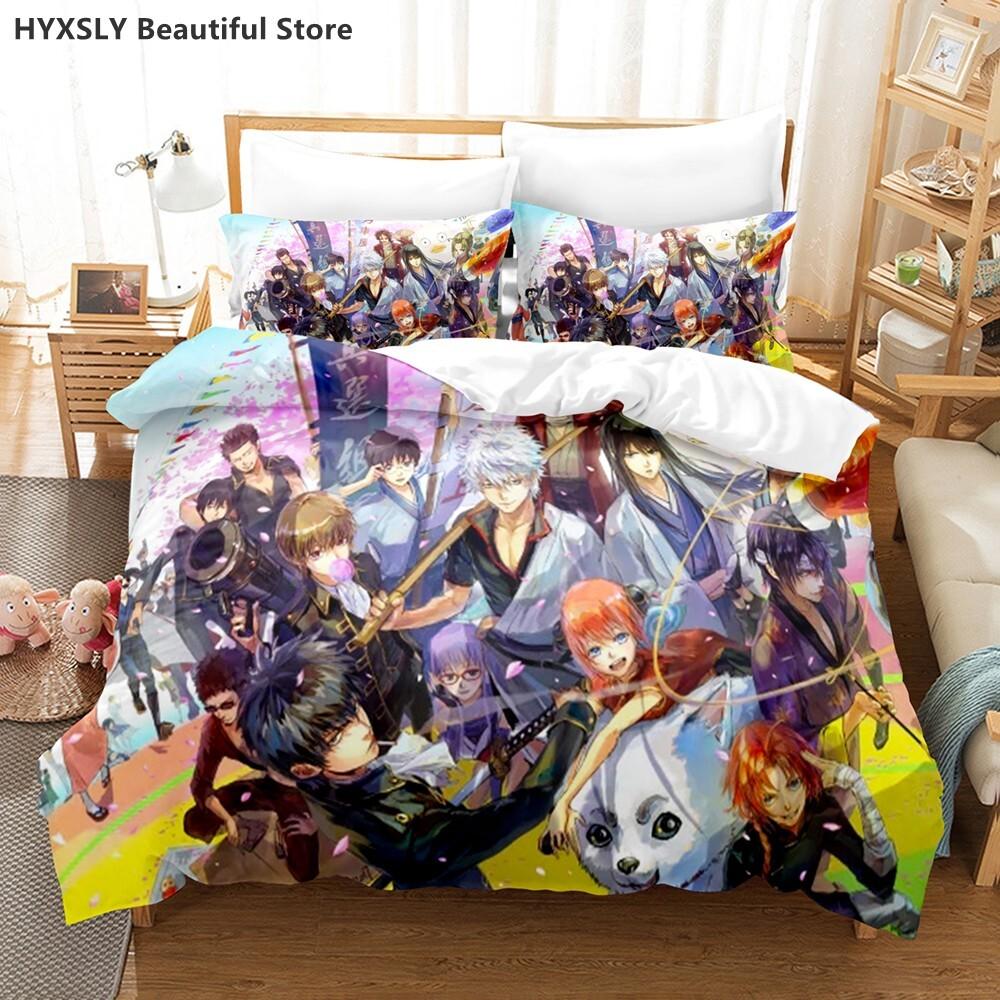 Gintama Bedding Set Duvet Cover Pillowcases For Adult Kids Single Double Full Queen King Kids Teens Sakata Gintoki Bed Linen