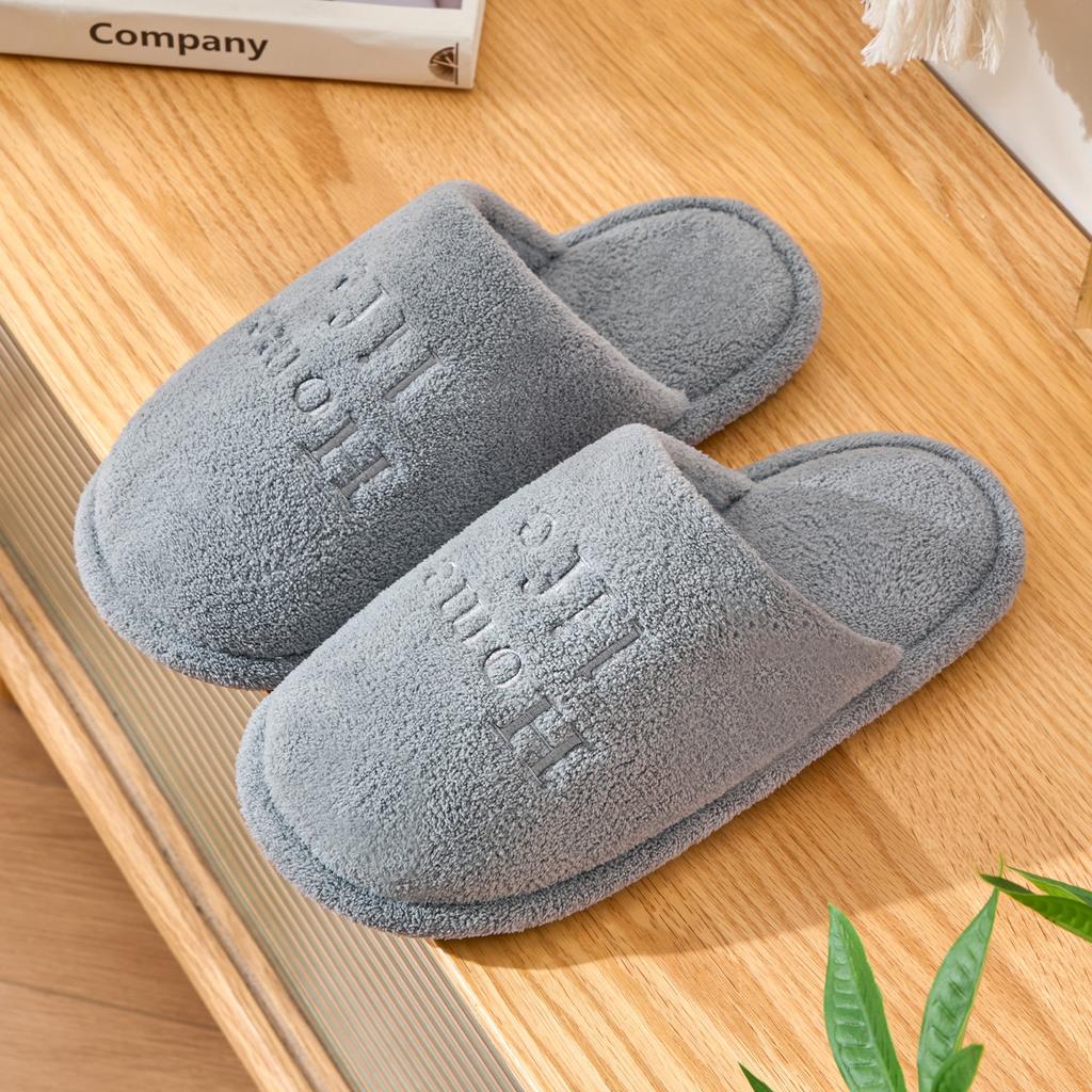 Non-slip Silent Cotton Slippers Autumn and Winter Indoor Home Couple Soft Bottom Comfortable Velvet Warm Four-season Cotton Mop