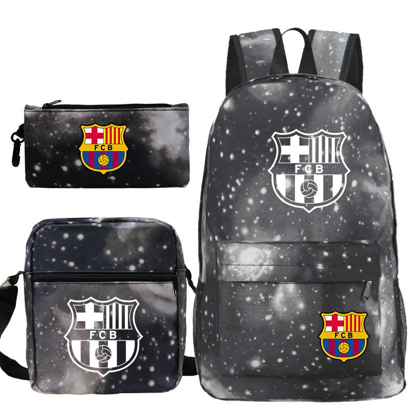 Student Backpack Set of 3 Star Player Print Oxford Cloth Bookbag Shoulder Bag Pencil Case Combo Large Capacity School Bag Gift for Teens