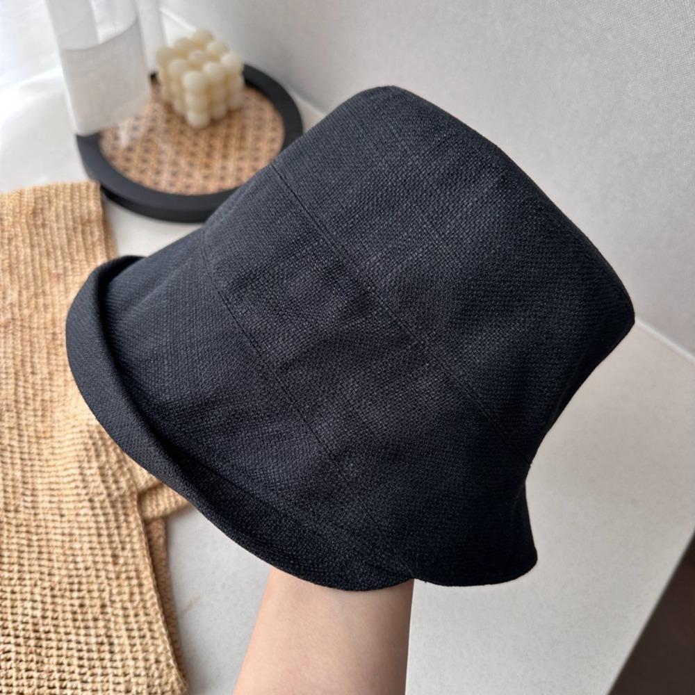 UV Protection Flax Sun Hat Sunscreen Japanese Style Bucket Cap  Mountaineering