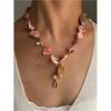 Handmade Imitation Pearls Shell Necklace With Conch Charm Stainless Steel Lightweight Fashion Jewelry Gift