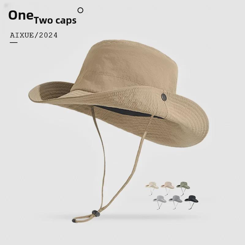 Damen Schnelltrocknender Wasserdichter Fischerhut - Japanischer Stil, Sonnenschutz, Modischer Flacher Top-Beckenhut für Outdoor-Aktivitäten